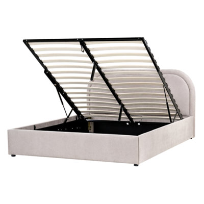 Beliani Ottoman Bed Quillien Chenille Taupe 140 X 200 Cm (Eu Double) from B&Q