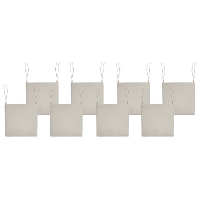 Beliani Set Of 8 Garden Chair Cushions Sassari Premium 46 X 46 Cm Taupe