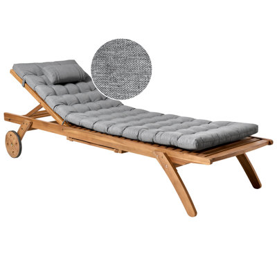 Beliani Sun Lounger With Cushion Cesana Premium Acacia Wood Grey Melange from B&Q