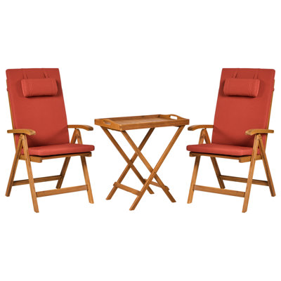 Beliani Bistro Set Java Premiuim Acacia Wood Red from B&Q