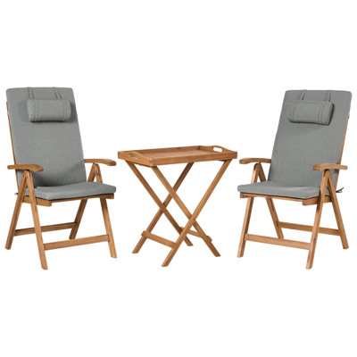 Beliani Bistro Set Java Premiuim Acacia Wood Grey Melange from B&Q