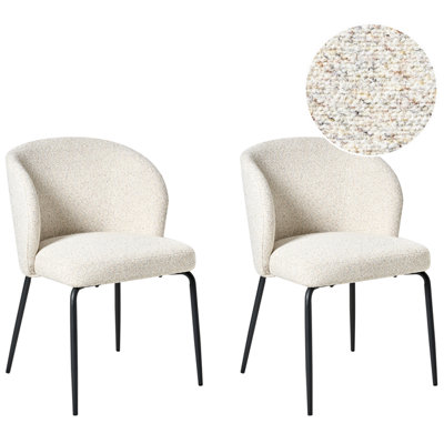 B&Q -  Set Of 2 Dining Chairs Zana Boucle Light Beige