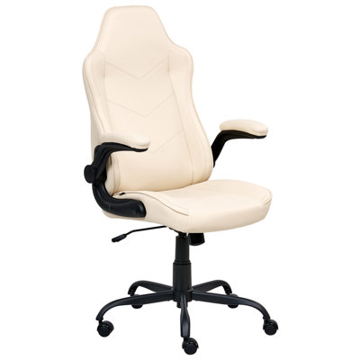 Beliani Office Chair Triumpher Faux Leather Off-White