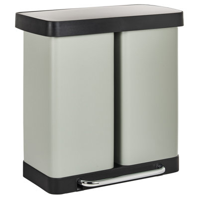 Beliani Double Pedal Waste Bin 60 L Ecosort Metal Light Green