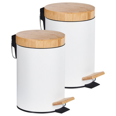 Beliani Set Of 2 Pedal Waste Bins 3 L Ecosmart Metal White from B&Q