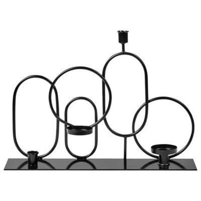 Beliani Candle Holder Cobh Metal 30 Cm Black from B&Q