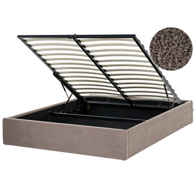 Beliani Ottoman Bed Without Headboard Boucle Dinan 140 X 200 Cm (Eu Double) Taupe from B&Q
