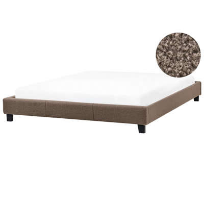 Beliani Bed Without Headboard Boucle Roanne 180 X 200 Cm (Eu Super King) Taupe