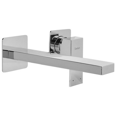 Beliani Wall Mounted Basin Mixer Tap Antofagasta Brass Silver from B&Q
