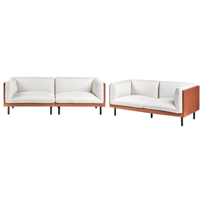 Beliani Living Room Set 5 Seater Vorgod Fabric Off-White