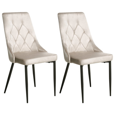 B&Q -  Set Of 2 Dining Chairs Avenir Velvet Beige