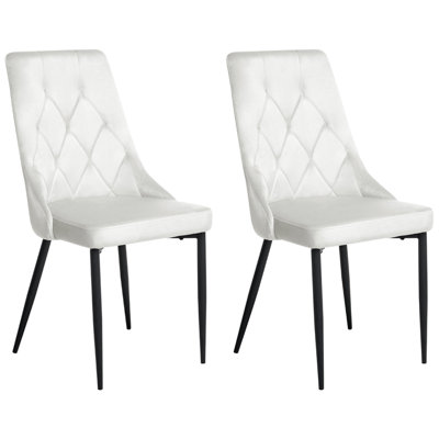 B&Q -  Set Of 2 Dining Chairs Avenir Velvet Off-White