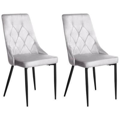 B&Q -  Set Of 2 Dining Chairs Avenir Velvet Light Grey