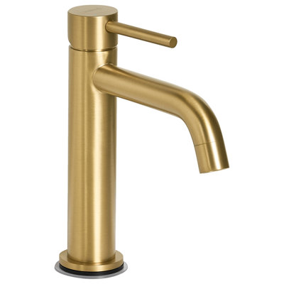 Beliani Basin Mixer Tap Salinas Brass Gold
