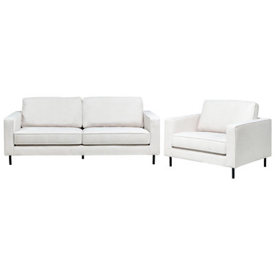 Beliani Living Room Set 4 Seater Savalen Fabric Off- White