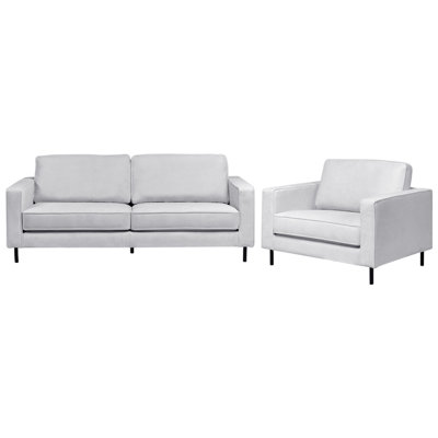 Beliani Living Room Set 4 Seater Savalen Fabric Light Grey from B&Q