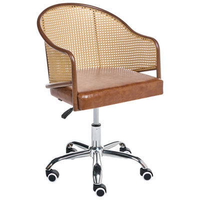 Beliani Desk Chair Redding Faux Leather Brown from B&Q