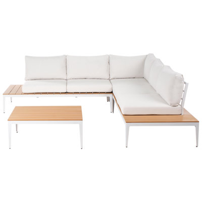 Beliani Positano 5 Seater Garden Corner Sofa With Table Off-White from B&Q