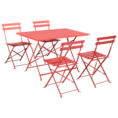B&Q -  Garden Dining Set 4 Seater Fiori Red Metal