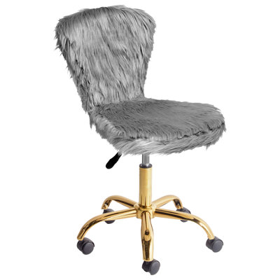 Beliani Desk Chair Margate Faux Fur Grey from B&Q
