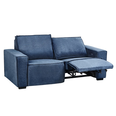 Beliani Electric Recliner Sofa 2 Seater Nukari Fabric Blue from B&Q