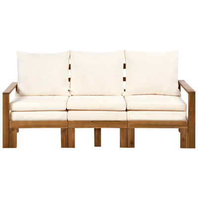 Beliani Garden Bench With Cushion Isolello 190 Cm Adjustable Acacia Wood Brown from B&Q
