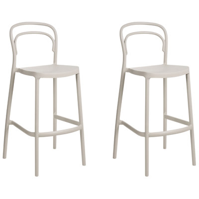 Beliani Set Of 2 Garden Bar Chairs Porano Beige