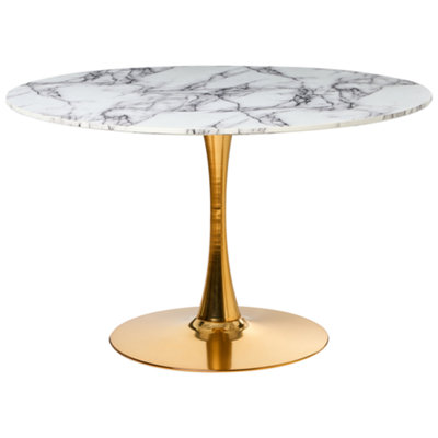 Beliani Dining Table Boca White Marble 120 Cm 120 Cm from B&Q