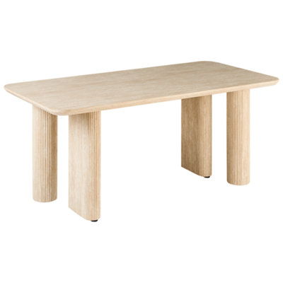 Beliani Dining Table Barroy Travertine Effect 180 Cm 90 Cm from B&Q