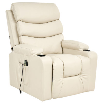 Beliani Electric Recliner Chair Eter With Footrest Faux Leather Beige from B&Q