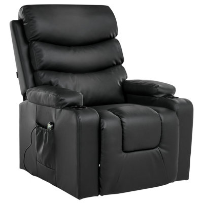 Beliani Electric Recliner Chair Eter With Footrest Faux Leather Black from B&Q