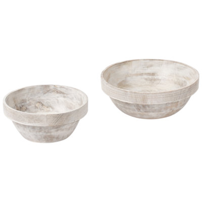 Beliani Set Of 2 Bowls Minya Mango Wood Light Brown