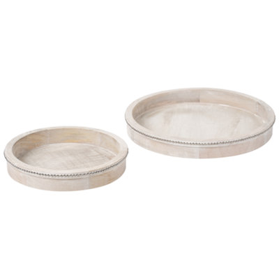Beliani Set Of 2 Serving Trays Mansoura Mango Wood Light Brown from B&Q