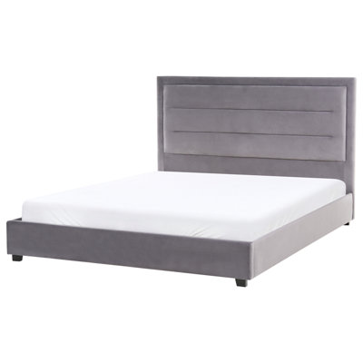 Beliani Waterbed Velvet Rouen 160 X 200 Cm (Eu King Size) Dark Grey from B&Q