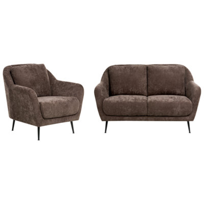 Beliani Living Room Set 3 Seater Eiby Chenille Dark Brown from B&Q