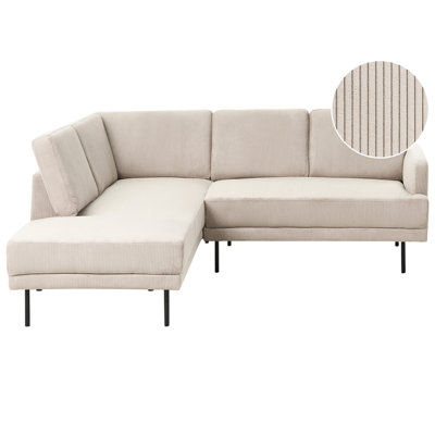 Beliani Corner Sofa 4 Seater Breda Corduroy Beige Right Hand from B&Q