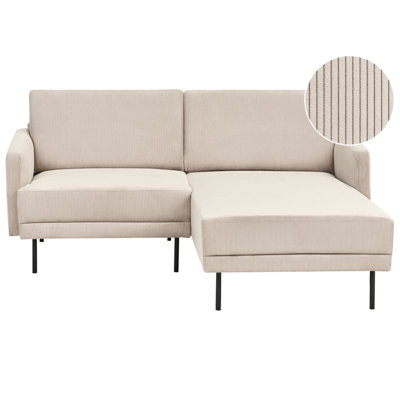 Beliani Corner Sofa 2 Seater Breda Corduroy Beige Left Hand from B&Q