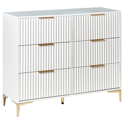 B&Q -  Minimalist 6 Drawer Chest Walcott White