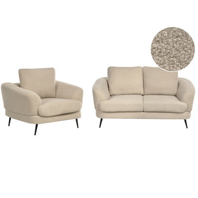 Beliani Living Room Set 3 Seater Kjaer Boucle Light Beige from B&Q