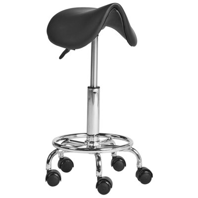 B&Q -  Saddle Stool Dumont Faux Leather Black