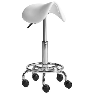 B&Q -  Saddle Stool Dumont Faux Leather White