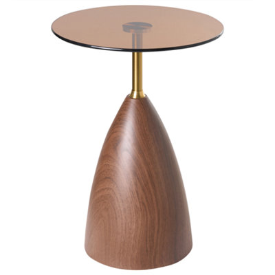 Beliani Side Table Wallis Tempered Glass Brown from B&Q