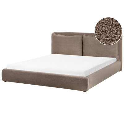 Beliani Waterbed Boucle Bajonna 180 X 200 Cm (Eu Super King) Brown from B&Q