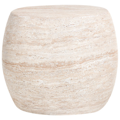 Beliani Side Table Ricadi 40 Cm 58 Cm Travertine Effect from B&Q