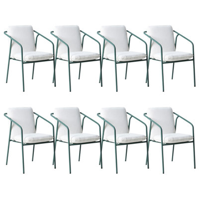 Beliani Set Of 8 Garden Chairs With Cushions Asciano Metal Green