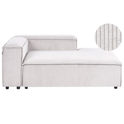 Beliani Left-Hand Chaise Longue Ardal Corduroy Off-White from B&Q
