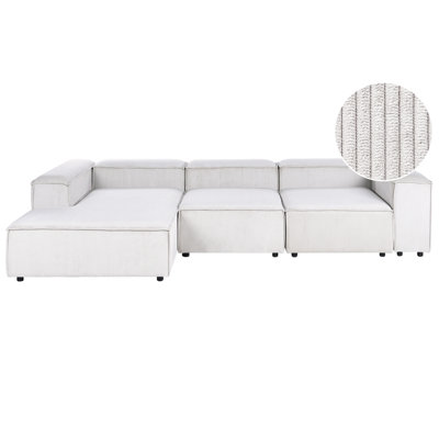 Beliani Modular Corner Sofa 4 Seater Ardal Corduroy Off-White Right Hand from B&Q
