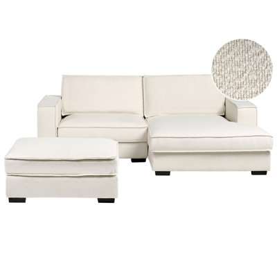 Beliani Corner Sofa Kolding Boucle Light Beige With Ottoman Left Hand from B&Q