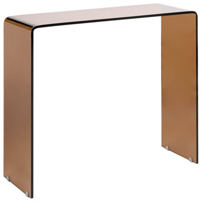 Beliani Console Table Kendall Tempered Glass Brown from B&Q
