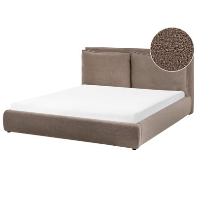 Beliani Waterbed Boucle Bajonna 160 X 200 Cm (Eu King Size) Brown from B&Q